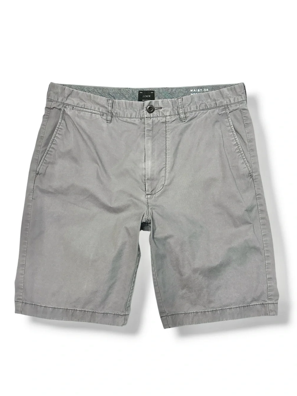 J. CREW Grey Stretch Chino Flat Front Shorts 10.5” Inseam Size 34